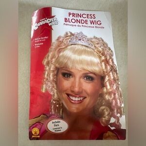 CHARACTER WIG by Rubies Costume Co, Blonde Curly Wig Pink Highlights No tiara.